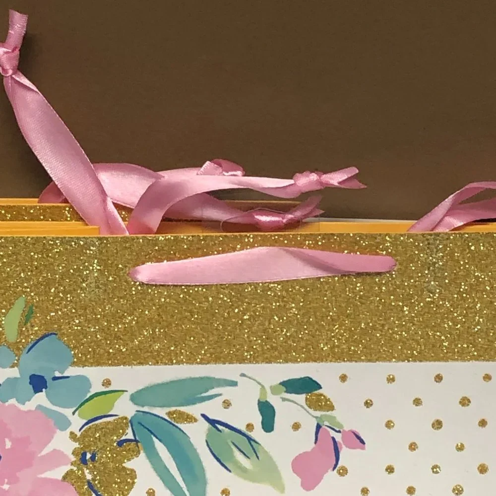 Pioneer Woman Gift Bags Floral White Gold American Greetings Party Lot of 3